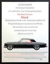 1962 Studebaker Gran Turismo Hawk Coupe "Family Sports Classic" vintage print ad