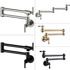 Pot Filler Faucet Wall Mount Kitchen Pot Filler Solid Brass with 2 Handle Faucet