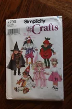 Simplicity 7790 Halloween Costumes for 18" AG Dolls Witch Clown Gypsy UC