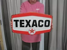 Texaco Gasoline Oil Logo 15.75" Large Metal Embossed Sign Garage Man Cave Gas