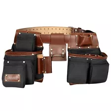 Leather and Nylon Framing Tool Belt for Carpenters, Framers and Electricians ...