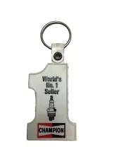 VTG New CHAMPION SPARK PLUGS WORLD'S NO. 1 SELLER WHITE PLASTIC KEY CHAIN RING