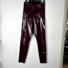 commando Women size S High Shine Faux Patent Leather Latex Burgundy Legging