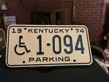 Kentucky License Plate Handicapped Wheelchair Parking 1974 1 094