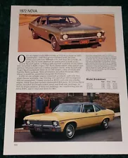 ★★1972 CHEVY NOVA SPEC SHEET INFO PHOTO PRINT 72 350 RS SS 307 COUPE ★★