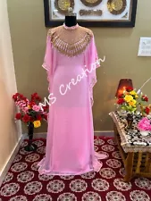 SALE Pink Wedding Dresses Moroccan Dubai Kaftans Abaya Very Fancy Long Gown 410