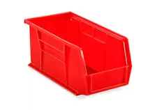 12 Uline Plastic Industrial Grade Stackable Bins 11"x5.5"x5" Red