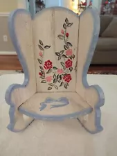 Vintage Wooden Country Decor Hand Painted Rocking Chair 12"