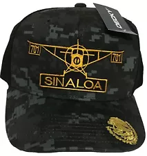 EL AVION DEL CHAPO SINALOA MEXICO 701 HAT 2 LOGOS DIGITAL HAT GRAY BLACK