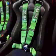 TAKATA Green 4 Point Snap-On 3" With Camlock Racing Seat Belt Harness Universal