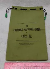 ** Vintage - FARMERS NATIONAL BANK of LITITZ, Pa - CANVAS Money Deposit BANK BAG