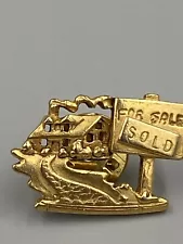 Vintage AJC SOLD House For Sale Real Estate Sign Realtor Gold Colored Lapel Pin