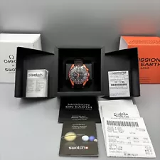 Omega X Swatch Speedmaster Mission On Earth Lava Moon Watch New Warranty On Hand