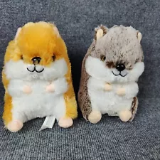 Nanco Hamster Plush Pet Belly Buddies Brown White Gray Glitter Eyes Chubby Lot 2