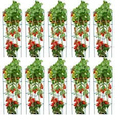 VEVOR Tomato Cages Plant Support Cage 10Pack Square Steel 3.8FT Green for Garden