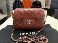 CHANEL Quilted Caviar Red Mini Camera Case Wallet on Chain Flap Bag