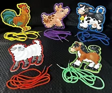 Melissa And Doug Wooden Farm Animals For Lacing Set For Preschool Learning