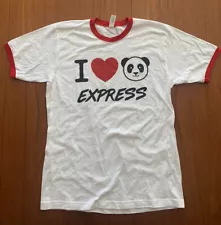 I Love Panda Express Men’s T-Shirt Size Large Ringer Tee White/Red Chinese Food