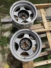 PAIR 15x8.5 Wheels Old School Hot Rod 5x4.75 5x4.5 Eagle Alloy Style 028