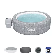 Saluspa Sicily Inflatable Airjet Hot Tub Spa, Fits up to 7 People, Gray (Used)