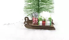 WMH Dollhouse Miniature Christmas Wooden Sled with Gifts - Silver