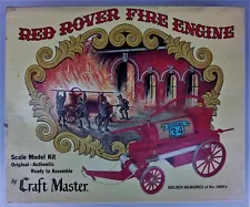 Red Rover Fire Engine SCALE MODEL KIT 1970s Craft Master Wood/Plastic Orig Box