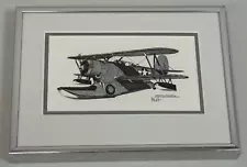 Grumman Duck J2F-6 Joe Milich Drawing 1980 Framed Signed