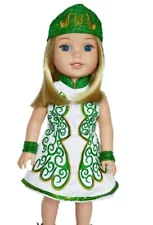 WW Irish Step Dancing Dress 2, Headband & Gillie Shoes, for 14-14.5" Dolls