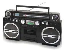 TechPlay MONSTER Boom Box Ghetto Blaster 1980s Retro CD AM FM Bluetooth Black