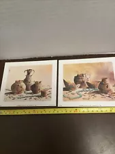 Southwest Pottery Turquoise Bernard Picture Co Prints Litho 5” X 6” Lot Of 2