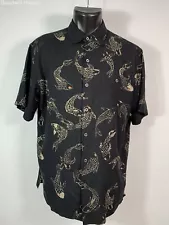 TORI RICHARD Black/Koi Fish Button Silk Aloha Shirt Men - Size M