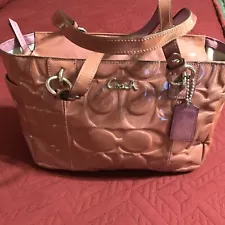 Coach Embossed Satchel Gallery Tote Bag Purse F17728 Mauve ð