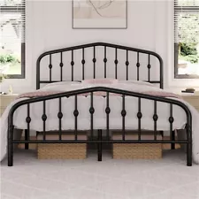 Twin/Full/Queen Bed Frames Metal Platform Bed with Arched Headboard/Footboard