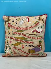 CATSTUDIO 20" Hand Embroidered "Twas the Night Before Christmas" Pillow