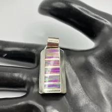 Stunning Vintage Ammolite Sterling Silver Pendant. 8.6 Grams. Artist Signed DD