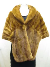 FREE SHIPG ALWAYS POPULAR 100% REAL USA MINK LADY FUR STOLE IN GOLDEN COLOR