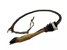 Vintage 56” Deer Leg Whip Braided Leather Crop