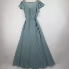 Jenny Yoo Georgette Dress Icelandic Blue Prom Bridesmaid Maxi Womens Dresses