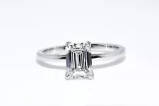 $9900 PLATINUM 1.36CT IGI CERTIFIED LAB GROWN EMERALD CUT DIAMOND SOLITAIRE RING