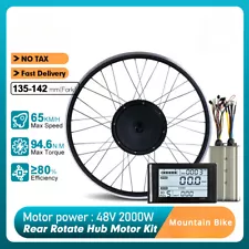 48V 2000W E-Mountain Bike Conversion Kit Brushless Rear Rotate Hub Motor Wheel