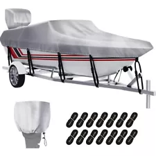 Boat Cover with Motor Cover Heavy Duty 100% Waterproof Boat Covers Marine Grade