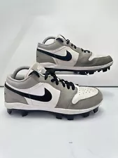 Nike Jordan 1 Retro MCS Low Cleats Mens 9 Lt Smoke Grey/Blk/White Baseball Shoe*