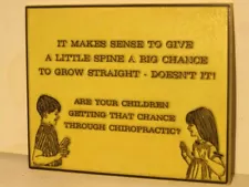 Vintage 1970s Chiropractic Wall Advertisement Sign for Children. FREE SHIP