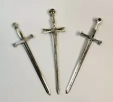 x3 Mini Metal Sword 3.5" Replica Weapon Action Fig Game Replacement Dollhouse