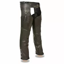 Unisex Chaps Premium Cowhide Leather Chaps with Zipper thigh pockets