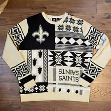 NFL New Orleans Saints Black Knit Ugly Christmas Holiday Sweater 2XL