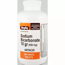 Rugby Sodium Bicarbonate 10GR 650mg Tablets 1000ct -Expiration Date 02-2026