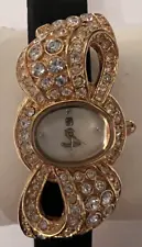 Victoria Wieck Beverly Hills Gold Tone With Sparkle Ribbon Watch.