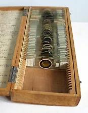 EARLY Cased COLLECTION of 38 DIATOM MICROSCOPE SLIDES