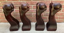 Set of 4 Brunswick Dark Cherry Finish Ball and Claw Pool Table Legs